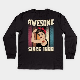 Awesome since 1988,34th Birthday Gift women 34 years old Birthday Kids Long Sleeve T-Shirt